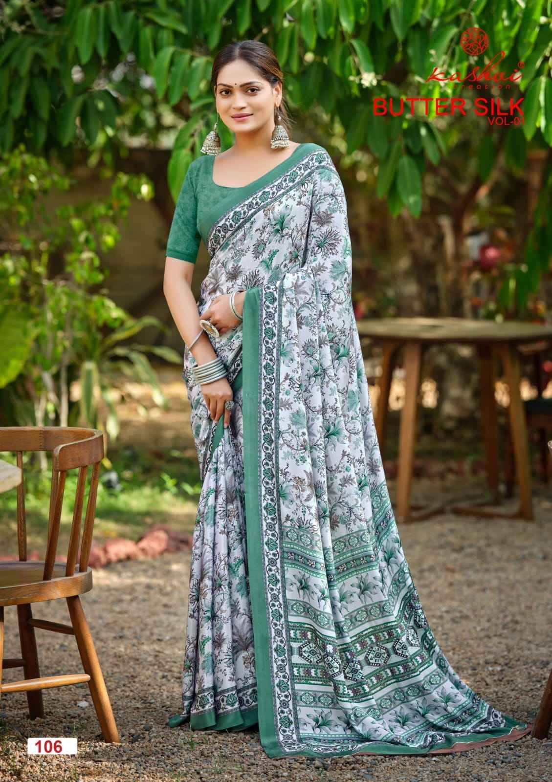 BUTTER SILK By KASHVI 101 to 108 Series Indian Traditional Wear Collection Beautiful Stylish Fancy Colorful Party Wear & Occasional Wear SILK CRAPE DIGITAL PRINT Sarees At Wholesale Price